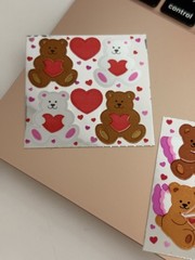 LOT of 2 mods Sandylion mylar foil cupid bear vintage stickers