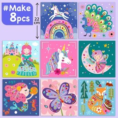 Easy Arts and Crafts for Kids – Fun Gem Sticker Kit – 8 Unicorn Princess Them…