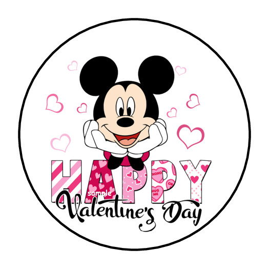 30 MICKEY MOUSE VALENTINES DAY STICKERS ENVELOPE SEALS LABELS 1.5″ ROUND CUSTOM