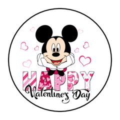 30 MICKEY MOUSE VALENTINES DAY STICKERS ENVELOPE SEALS LABELS 1.5″ ROUND CUSTOM