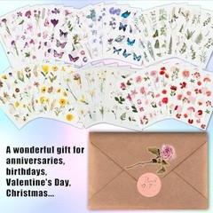 Flower Stickers for Scrapbooking(590 Pieces, 48 Sheets),Decorative Floral Sticke