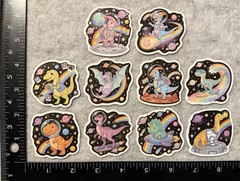 Lot of 10 Assorted Cute Dinosaur In Space T-Rex Astronaut Stickers