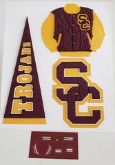 USC TROJANS RARE PAPER WIZARD Scrapbook ✂️ 3D JACKET, PENNANT & LOGO Sticker Set