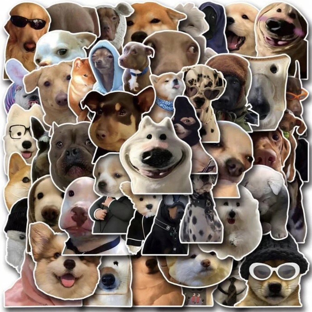 50pc Cute Dog Sticker Pack, Funny Dog & Puppy Scrapbook Lot, Journaling Supplies