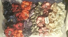CraftbuddyUS 32 MIXED Stick on,Sew On Satin Fabric Flowers w/ Diamond Centre,DIY