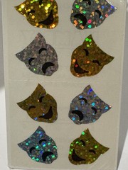 Hambly Studies Stickers Comedy Tragedy Masks Drama Theater Silver Gold 1990s USA