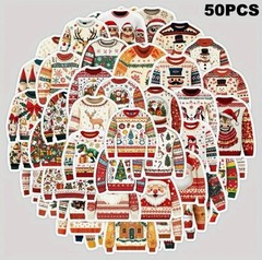 50 PACK CHRISTMAS SWEATERS 2” VINYL STICKERS BULK LOT UGLY CUTE FUNNY 50PCS
