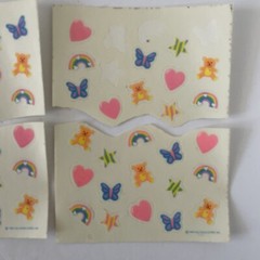 Vintage Sticker Sheets Hallmark Cards 1985 Rainbow Butterfly Bear Heart Star