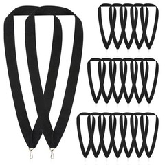 20 PCS Black Award Neck Ribbons Participation Flat Medal Lanyard Competitions