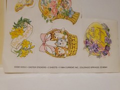 1980s Eastsr Stickers Hallmart Sheet Current Flowers Kittens Greetings Joy Vtg