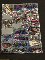 Vintage Lisa Frank Sticker Sheet Holographic Sparkly Metallic Girl Power