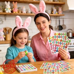 JULMELON 480 Easter Egg Stickers Bulk