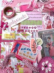 Pink LG Lot Over 140 Pcs scrapbook planner journal junk collage ephemera paper