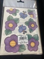 Provo Craft Stickers Purple Flowers Daisy Butterflies Sunflowers Vtg 90s Garden