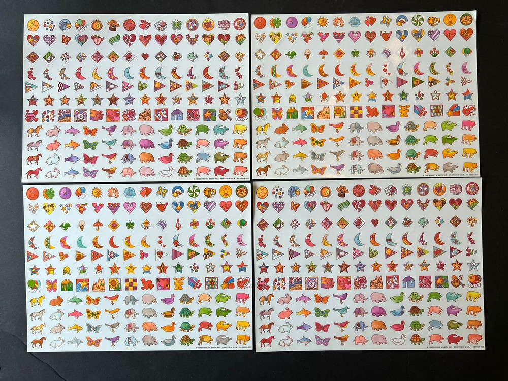 Vinatge 1996 Binney & Smith Inc Stickers (4 Sheets) – Scrapbooking Embelishments