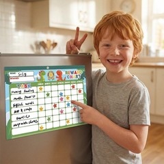 Magnetic Reward Chart for Kids with 2112 Star Stickers, 48 Themed Stickers