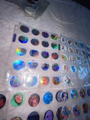 Large Lot Round Holographic Cartoon Stickers, Assorted Multicolor Mixed Designs