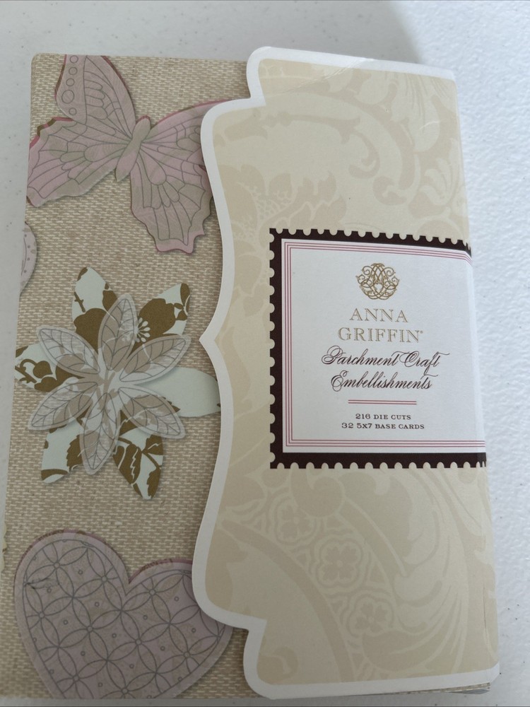 Anna Griffin Parchment Craft Embellishments 216 Die Cuts 32 5×7 Base Cards AG616