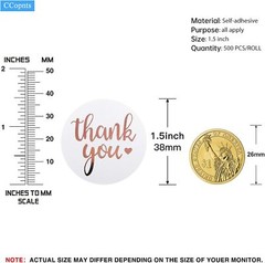 1000Pcs 1.5 Inch Thank You Stickers Font Rose Gold Foil Lables For Greeting Card