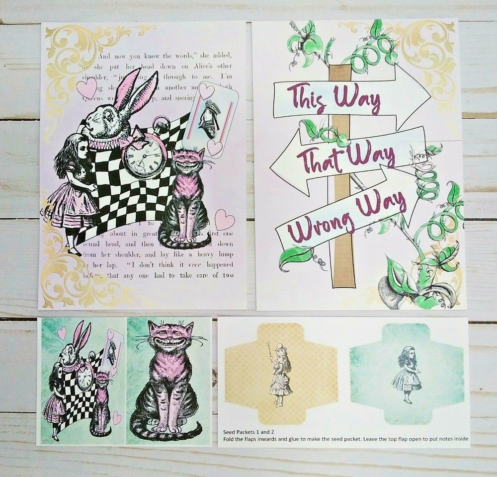 100 Pcs~Alice In Wonderland~Junk Journal Starter Kit~Scrapbooks~Planners~Crafts