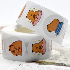 500 Sheets Cute Capybara Cartoon Stickers Roll Waterproof PET DIY Decals