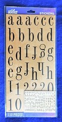 110pc Lower Case Alphabet Numbers Stickers Stickos Medium Letters Black & Brown