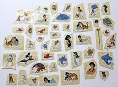 LOT OF 45 VINTAGE VERY RARE DISNEY WORLD CUT ALADDIN STICKERS NEW & UNUSED!