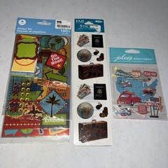 Vacation Travel Theme Scrapbook Stickers/Embellishments Sealed 3 Pack/220+ Pcs