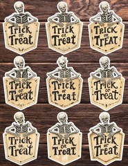 Trick or Treat Skeleton Vinyl Stickers Set Scrapbooking Laptop Water Bottle