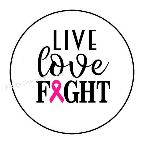 LIVE LOVE FIGHT BREAST CANCER AWARENESS ENVELOPE SEALS LABELS STICKERS