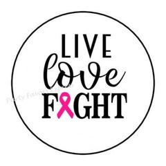 LIVE LOVE FIGHT BREAST CANCER AWARENESS ENVELOPE SEALS LABELS STICKERS