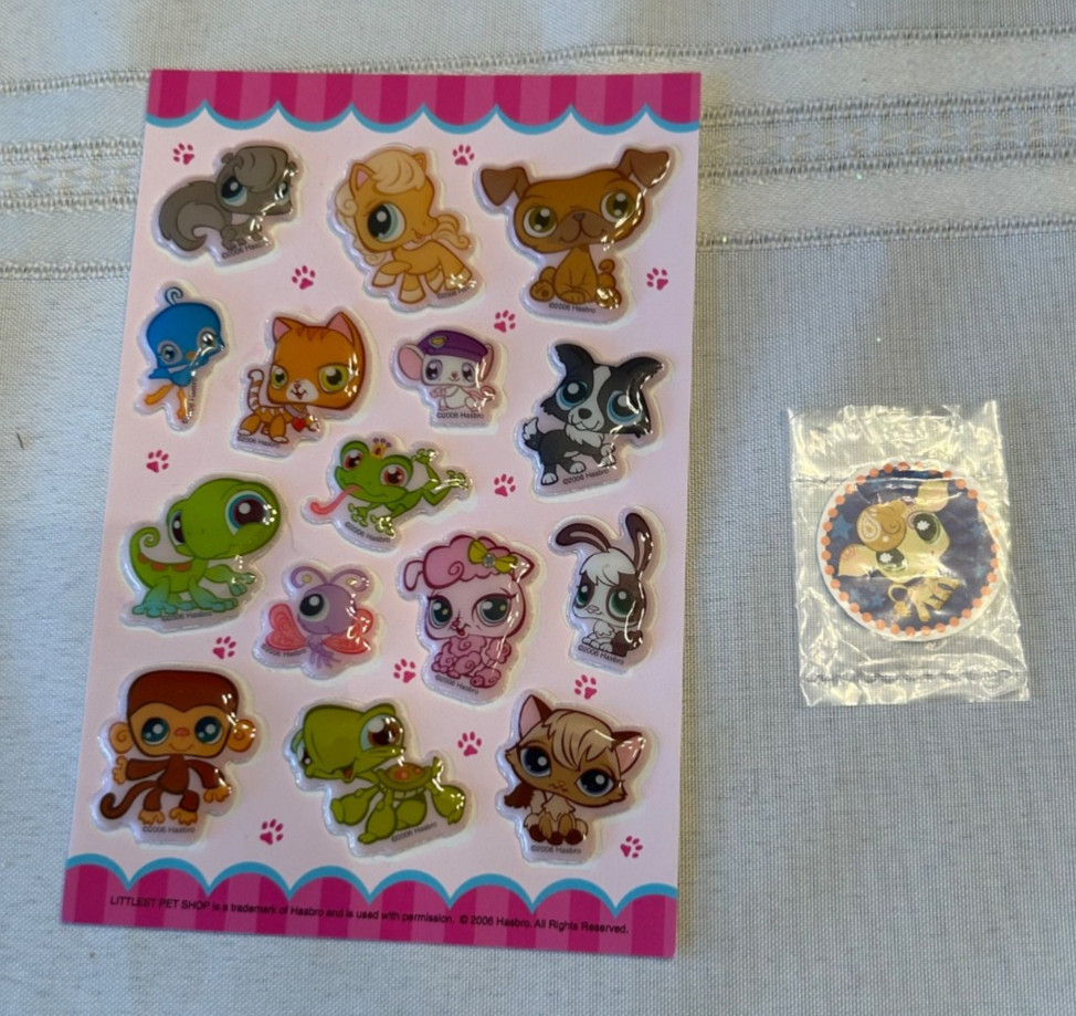 Vintage Littlest Pet Shop stickers puffy and 1 mail in sticker