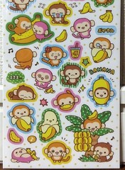 GAIA Topping LAB Banana Sticker Kawaii Animal Monkey Fruits Cartoon MADE JAPAN