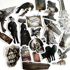 Vintage Style Goth Halloween Skeleton Stickers Scrapbooking Collage Journals