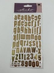 EK Sucess Shiny Gold Alphabet Letters Number Scrapbooking Stickers