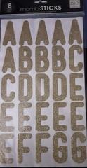 MAMBI Gold Glitter Uppercase 2.5 in. x 1.5 in. Alphabet Stickers