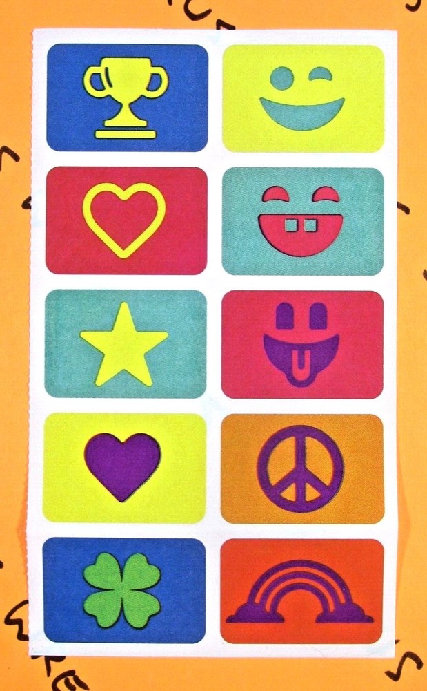 Peace Sign Rainbow Hearts Stars Clover Trophy Sticker Sheet