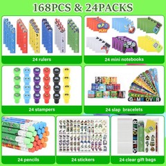 168 PCS Gifts Birthday Supplies Team Rewards Video Game Pencils Pinata