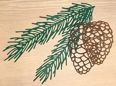 20 PINE & BRANCH cardstock paper die cut embellishments CHRISTMAS
