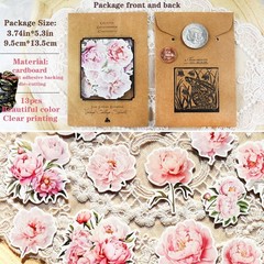 13pcs Pink Floral Paper Card Cutout Cardstock Vintage Junk Journal Ephemera