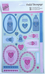 Anita’s Foiled Decoupage Baby Boy Girl Teddy Bear Hello Cardmaking 3pc Bundle