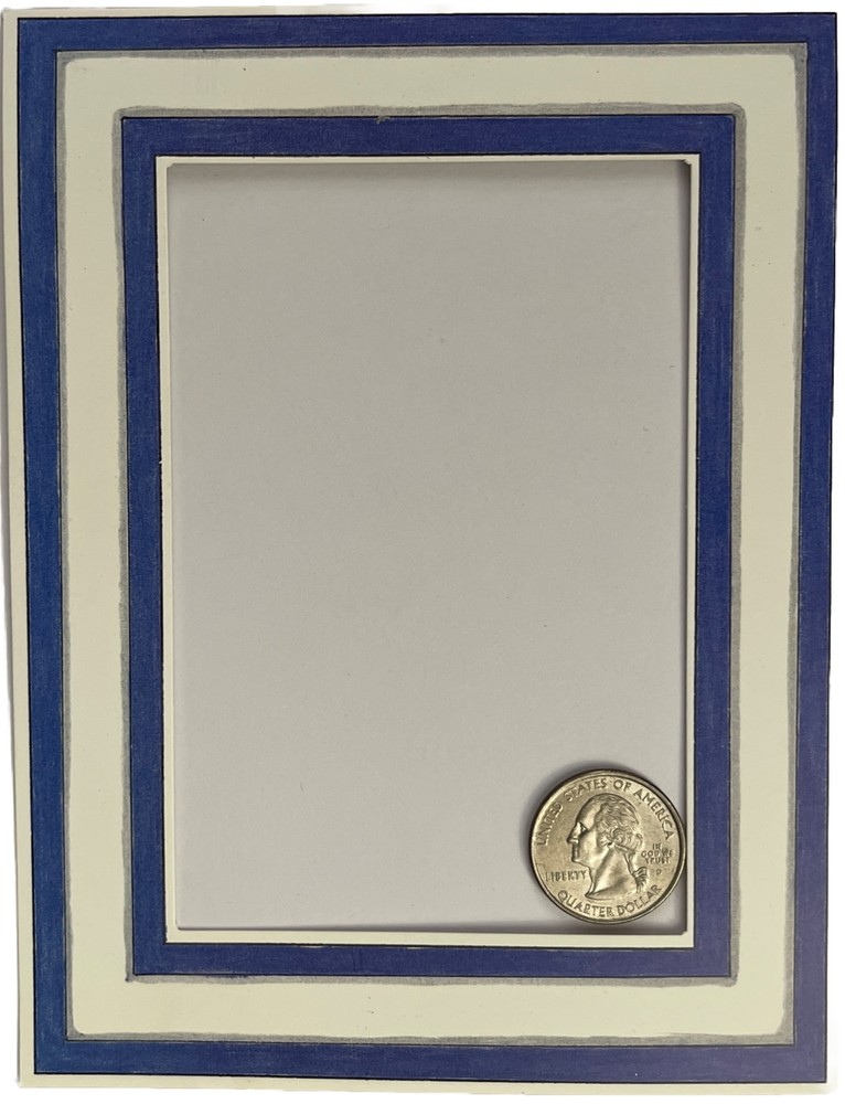BLUE/WHITE BORDER Die-Cut “Frame Ups”(5”x6-1/2”)MME •Lines•Nautical•Stripes•