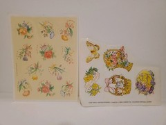 1980s Eastsr Stickers Hallmart Sheet Current Flowers Kittens Greetings Joy Vtg