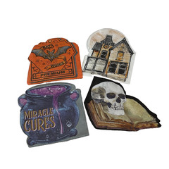 Lot 4 Paper Beverage/Cocktail Napkins for Decoupage Halloween Shapes Bat Skull