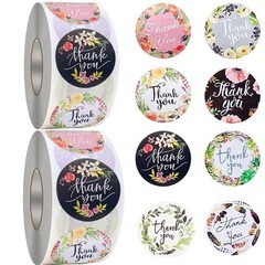 1000Pcs 1 inch Floral Thank You Stickers Envelope Gift Packaging Decor Labels