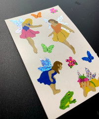FAIRY FAIRYTALE FANTASY butterfly animal mod VINTAGE sticker decal glitter foil