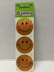 Vtg Sandylion Stickers Large Orange Happy Smile Face Shiny Foil Scrapbooking