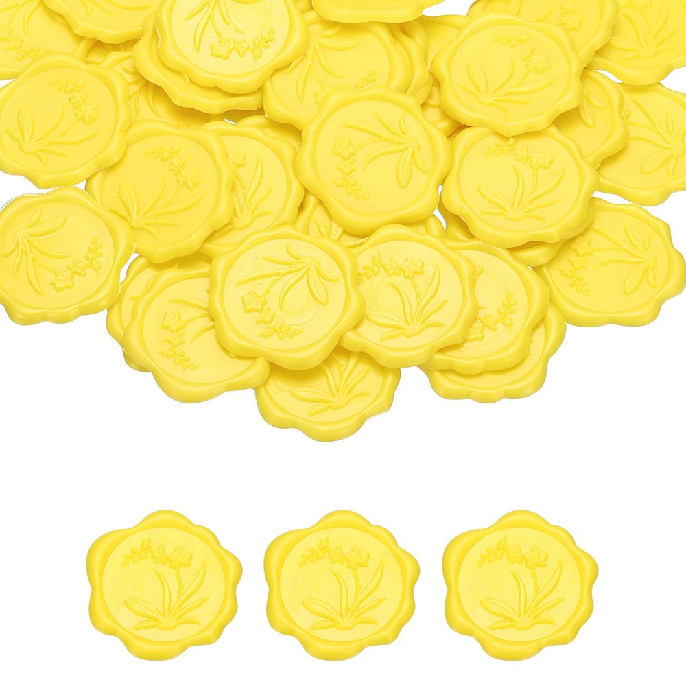 Wax Seal Stickers, 100 Pcs Self-Adhesive Envelope Seal Stickers, Bright Yellow