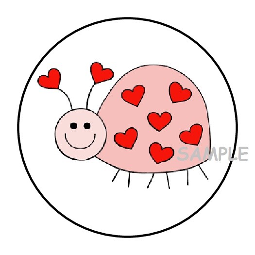 30 CUTE LADYBUG WITH HEARTS ENVELOPE SEALS LABELS STICKERS 1.5″ ROUND LADY BUG