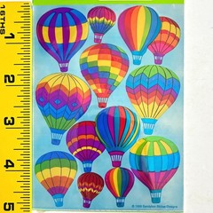 Sandylion Prismatic Hot Air Balloons Stickers Rainbow Foil 1 Sheet Sealed Vtg